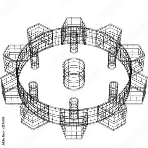Zahnrad 3D Drahtmodell