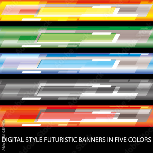 Obraz na płótnie Digital style futuristic banners in five colors w salonie