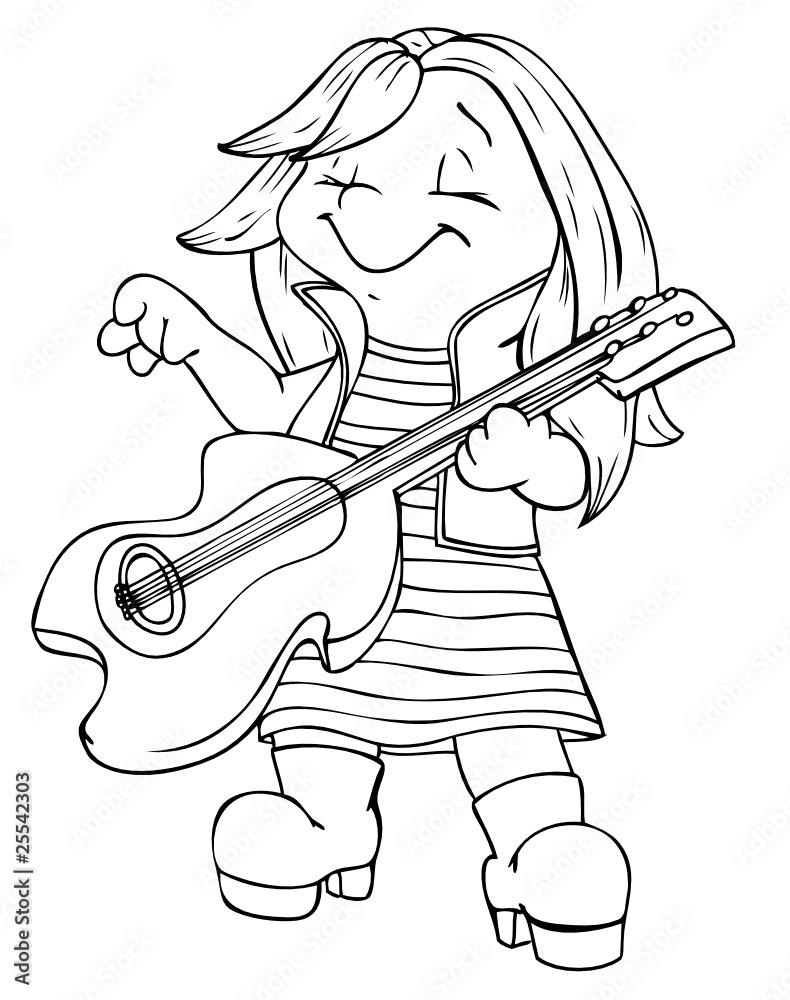 Fototapeta premium Kind, Mädchen, Gitarre, Musik, Rock, Rockstar