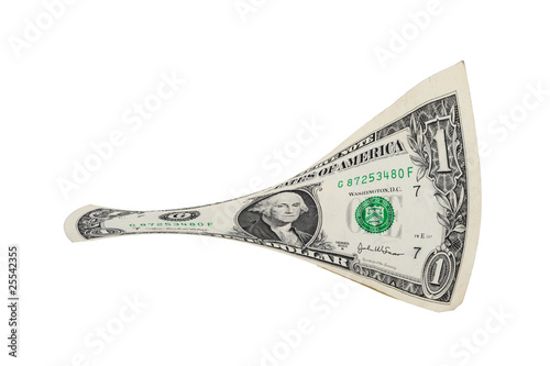 Dollar bill stretched all out.