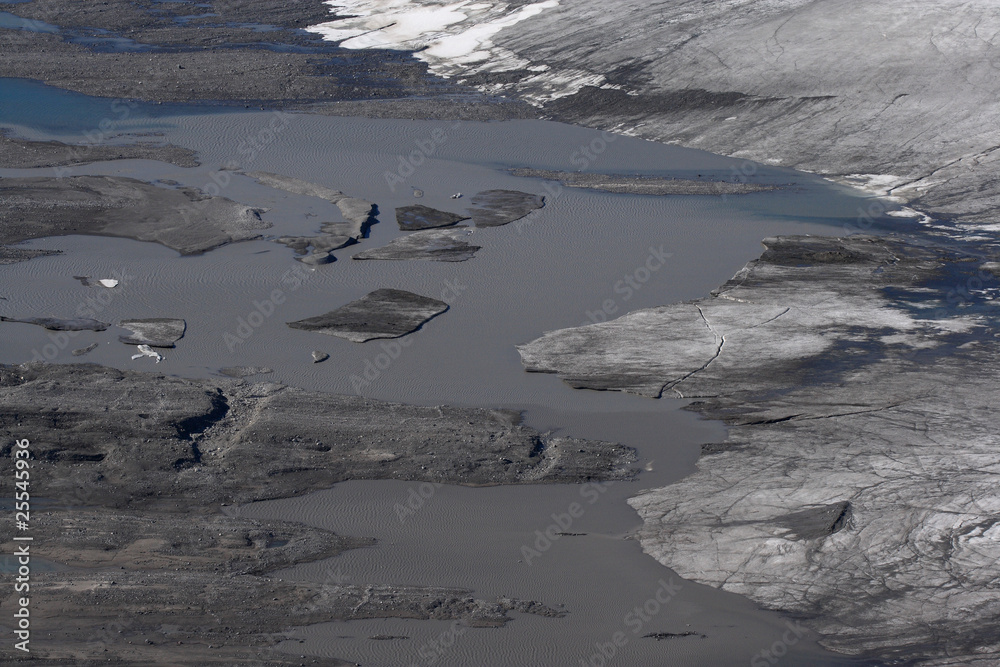 Terminal moraine and glacier Vitkovskibreen, Spitsbergen