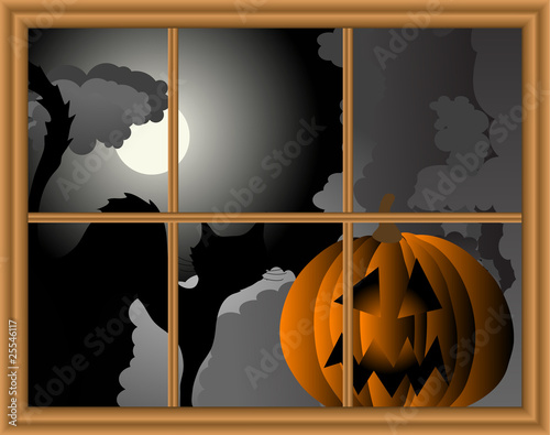 Pumpkin in window