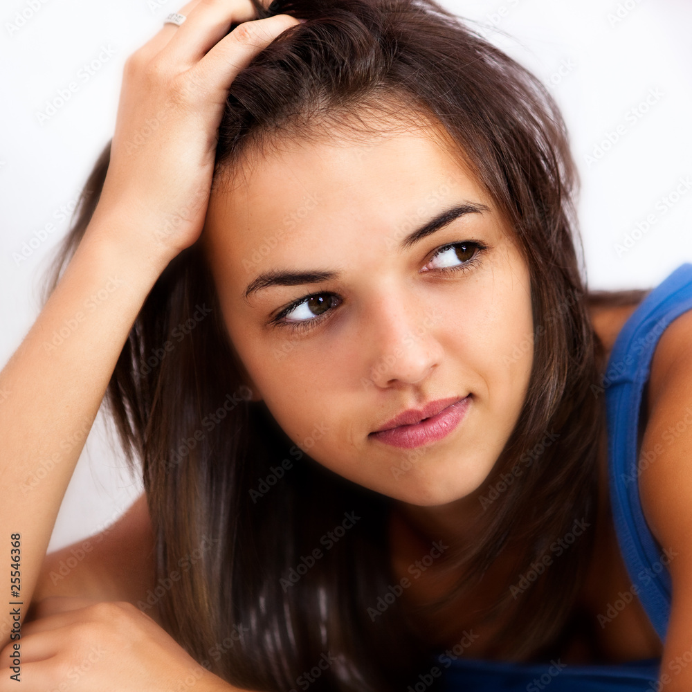 Closeup portrait of a beautiful young smiling woman Closeup portrait of a beautiful young smiling woman