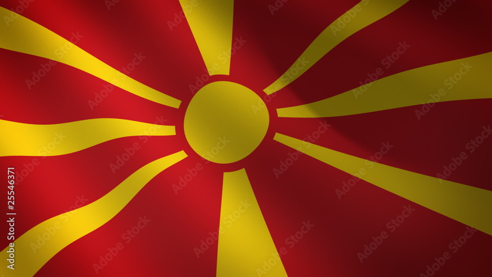 Bandera de Macedonia ondulando al viento. Bucle continuo