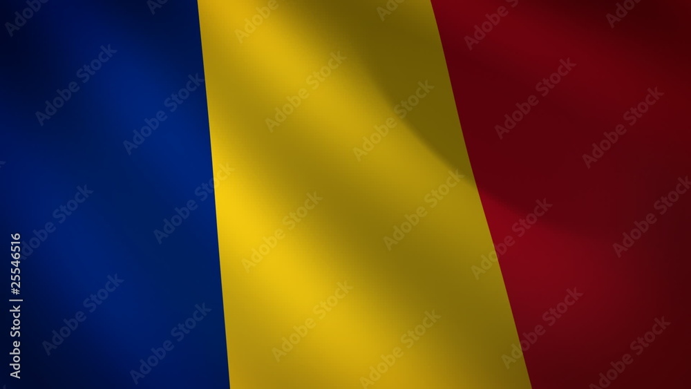 Bandera de Rumanía ondulando al viento. Bucle continuo Bandera de Rumanía ondulando al viento. Bucle continuo