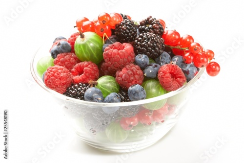 Fruit mix in the glass container