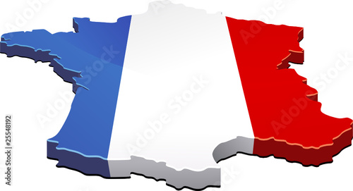 Carte de la France 3D drapeau (détouré)