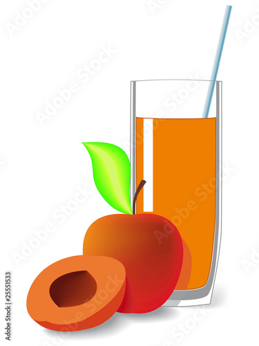 Apricots, and a glass of juice.
