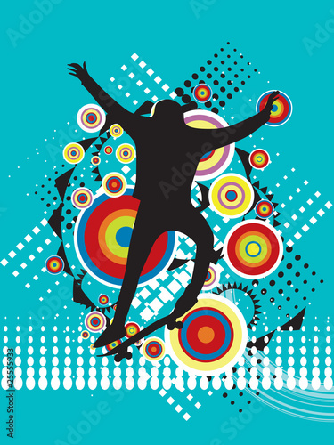 Illustrated silhouette of a person jumping in the air