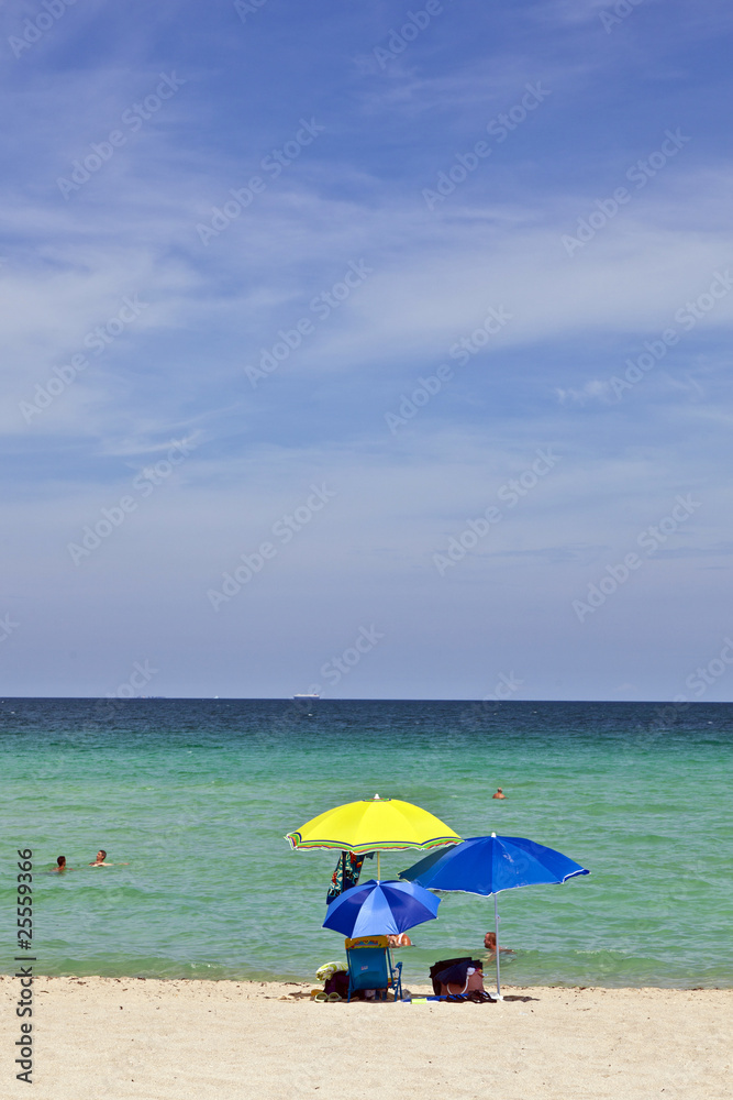 umbrella at the beautiful beach for sun protection