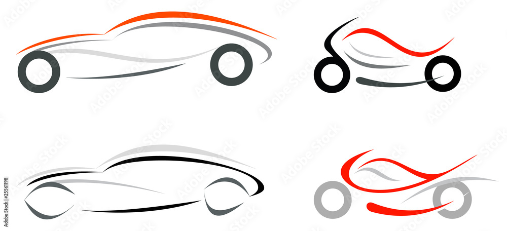 Naklejka premium Car and motorcycle