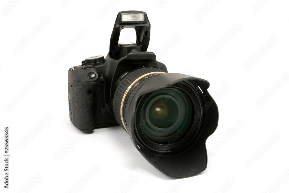 modern dslr photo camera isolated on white background modern dslr photo camera isolated on white background