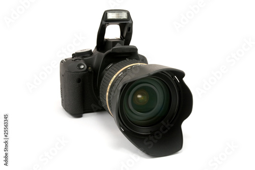 modern dslr photo camera isolated on white background