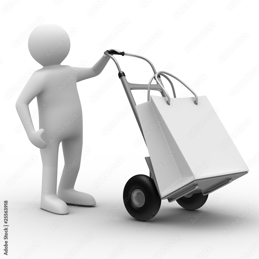 hand truck on white background. Isolated 3D image hand truck on white background. Isolated 3D image