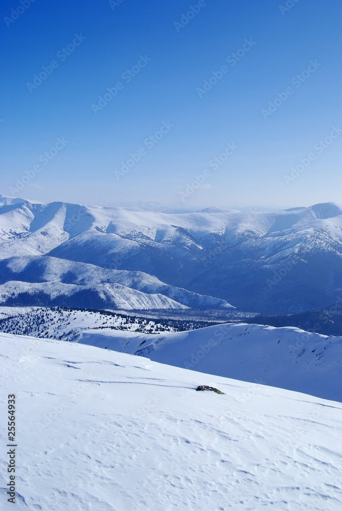 Western Sayan mountains. Ergaky. Siberia. Russia in winter time. Western Sayan mountains. Ergaky. Siberia. Russia in winter time.