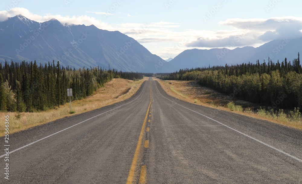 endlose Straße in Alaska