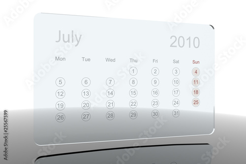 3D Glass Calendar - July 2010