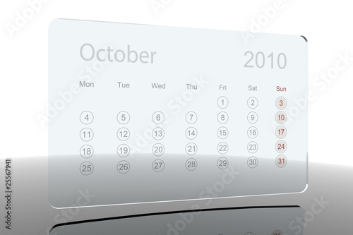 3D Glass Calendar - October 2010
