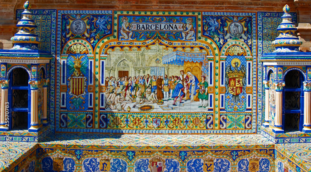 Obraz premium Tiled alcove of Barcelona, Plaza de España