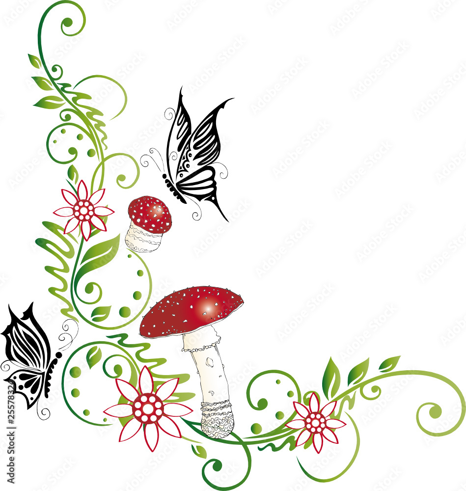 Herbst, Ranke, filigran, floral, Fliegenpilz, Märchen Herbst, Ranke, filigran, floral, Fliegenpilz, Märchen