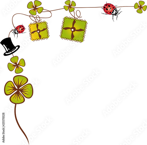 Klee, Kleeblatt, Sylvester, Neujahr, Ranke, Marienkäfer