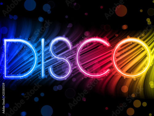 Disco Abstract Colorful Waves on Black Background #25583139