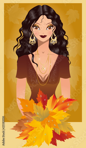 Autumn girl. vector