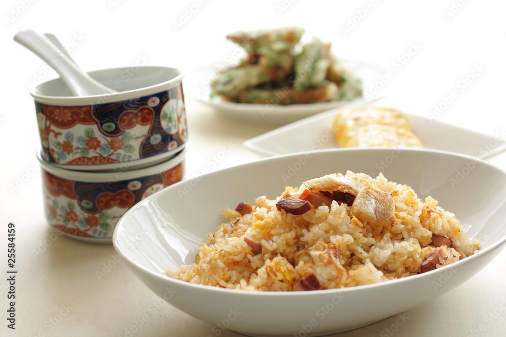 Chinese roasted pork and egg fried rice