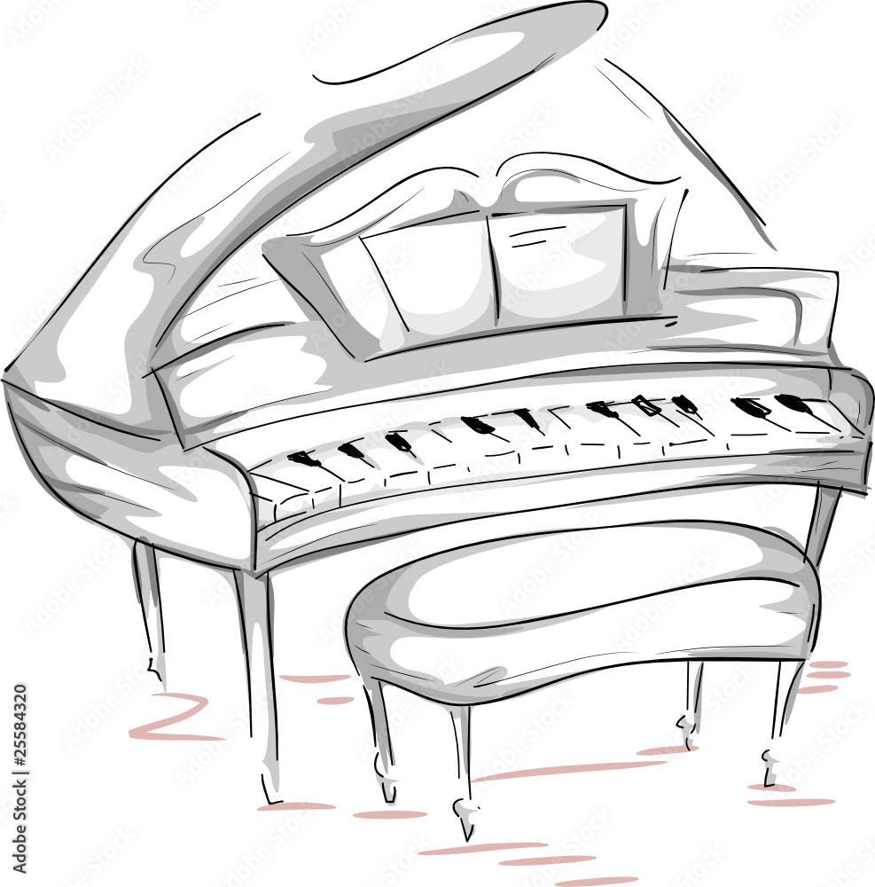 Learn how to draw a grand piano real easy  Step by Step with Easy Spoken  Instructions  YouTube