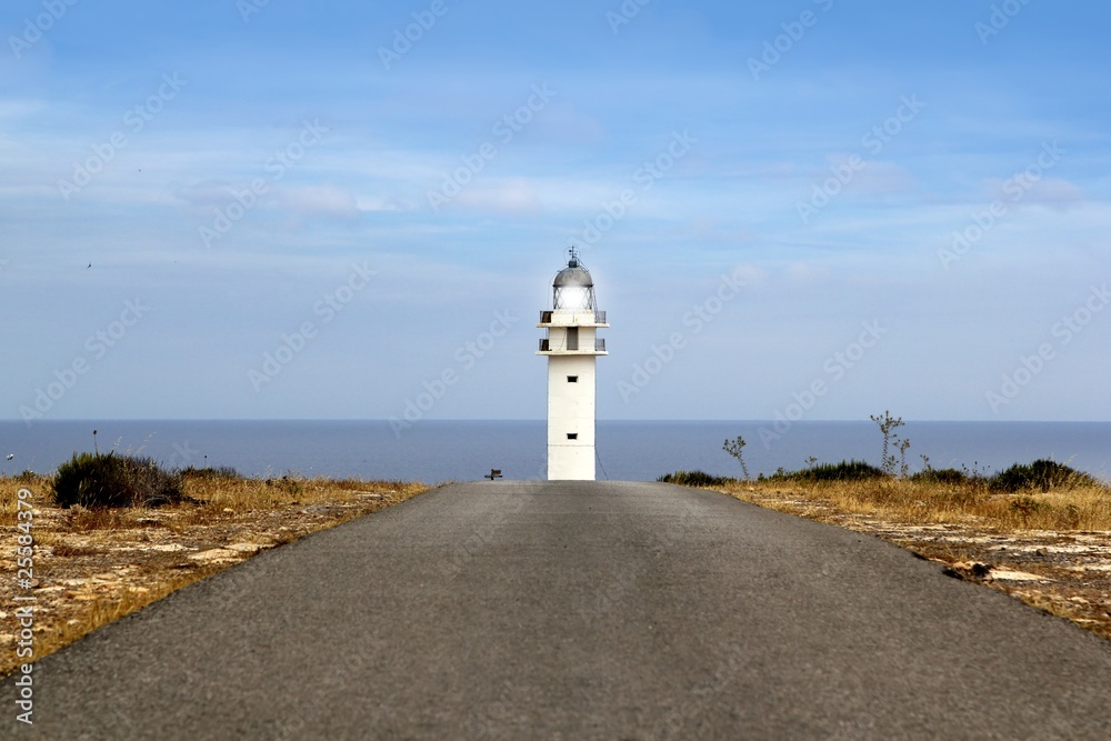 Barbaria lighthouse Formentera from road