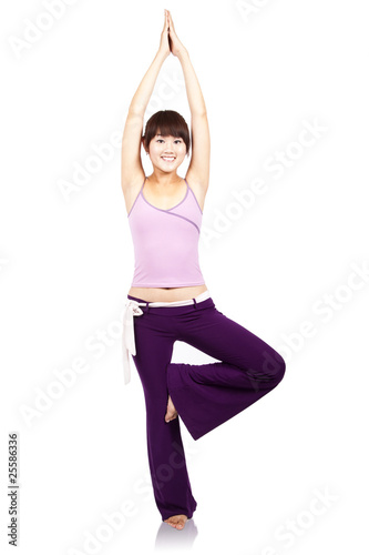 young fit girl practicing yoga