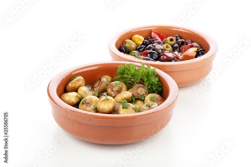 Spanish Tapas, Mushrooms and Olives