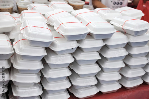 Packed meals in white containers