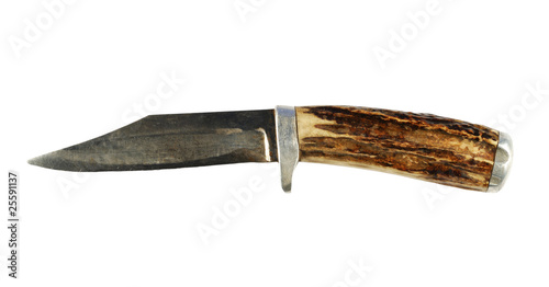 old hunting knife isolated on white background