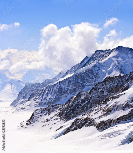 Closeup of Great Aletsch glacier, Jungfraujoch Switzerland