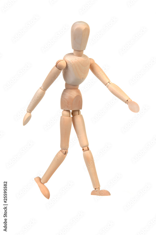 flexible wooden doll over white background flexible wooden doll over white background