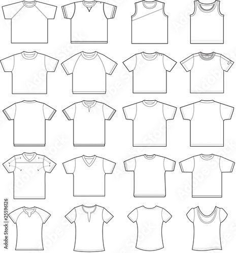20 T-shirt outline templates for kids, women, men photo