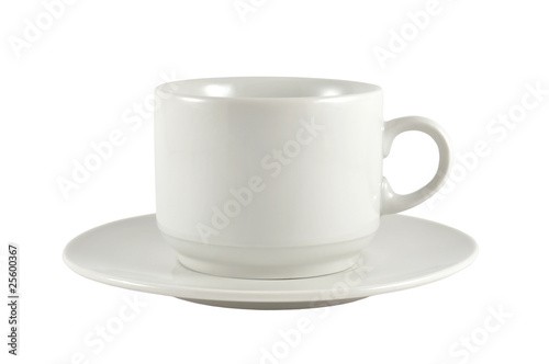 cup on saucer isolated on white background