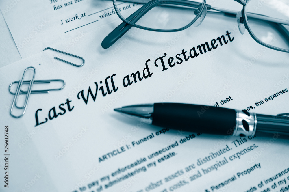 Last Will and Testament documents, with pen etc Last Will and Testament documents, with pen etc