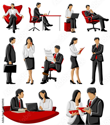 Business woman and man in office