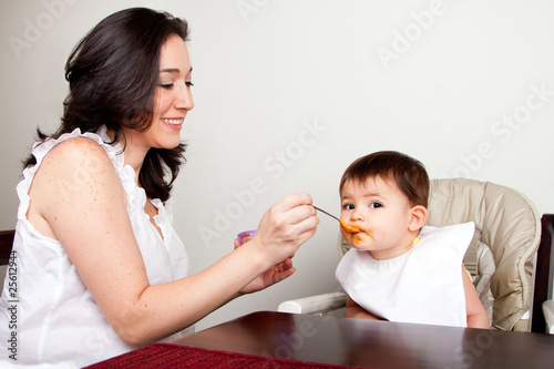Infant eats messy