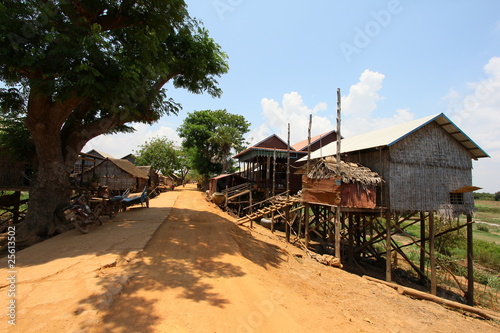 Houses on stilts at a village
