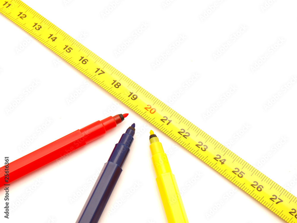 Ruler and felt-tip pens Ruler and felt-tip pens