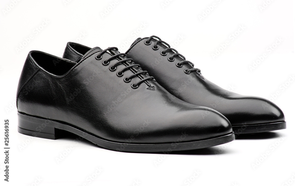 Pair of black male classic shoes on white background Pair of black male classic shoes on white background