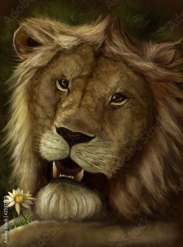 Fototapeta Naklejka Na Ścianę i Meble -  Портрет сентиментального льва