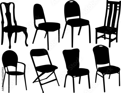 chairs silhouette collection vector