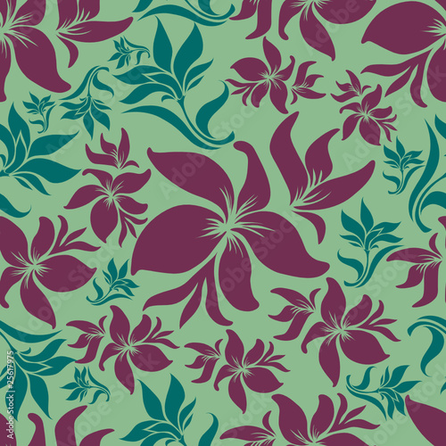 Seamless vintage floral pattern with lilly