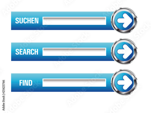 3D Glossy Search Buttons in Blau
