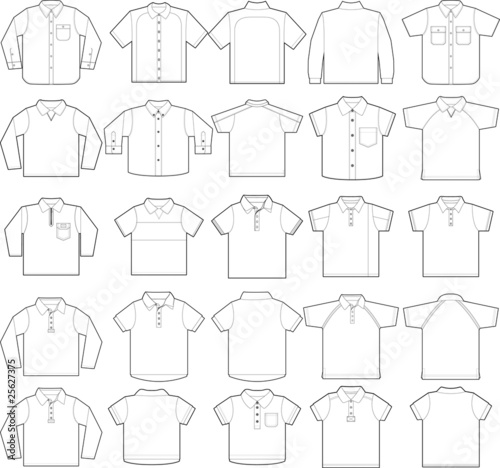 Polo & button down shirts outline vector templates photo