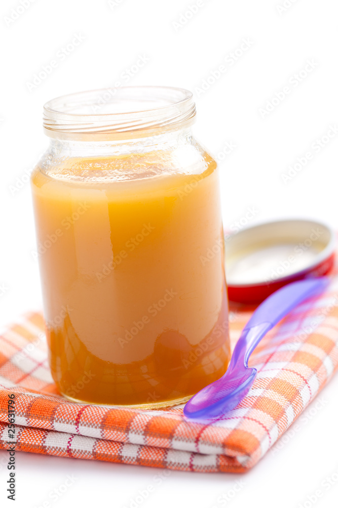 glass jar of baby food glass jar of baby food